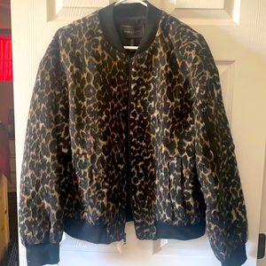 BCBGMaxazria Leopard bomber jacket size L